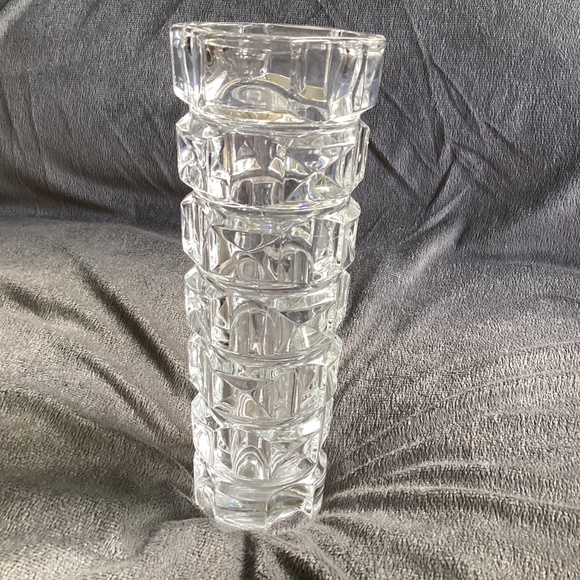 VINTAGE CRISTAL D’ARQUES FRANCE CLEAR  MID CENTURY MODERN VASE - Picture 3 of 15